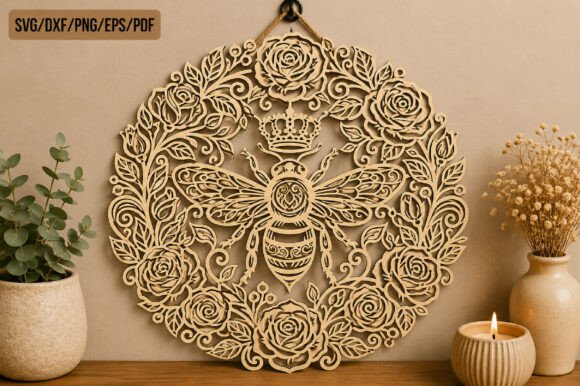 Download Laser Cut Bee Wreath Wall Art SVG Bundle - Laser cut Collection