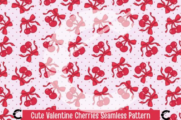 Download Cute Valentine Cherries Seamless Pattern - Valentine cherries Collection