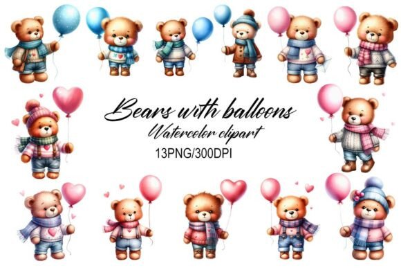 Download Watercolor Valentines Teddy Bear PNG - Valentines Collection