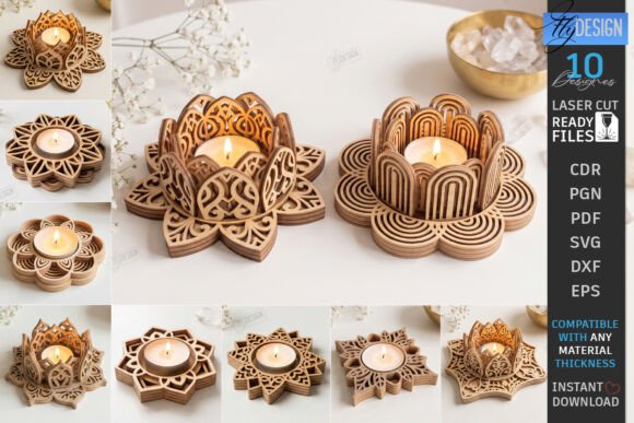 Download Lotus Tealight Candle Holders Laser Cut - Laser cut Collection