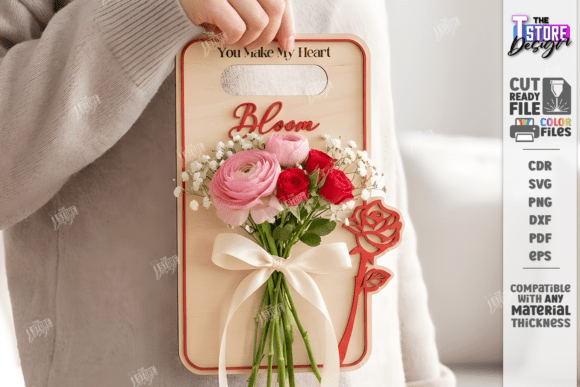 Download Valentine Flower Holder Card Laser Cut - Laser cut Collection