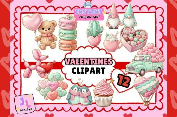Download Valentines Pink Clipart Bundle - Valentines Collection