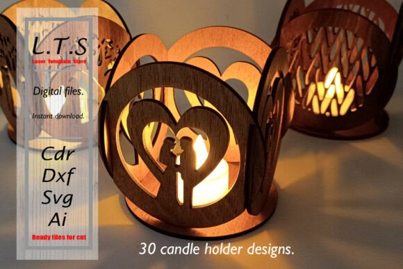 Download Laser Cut Candle Holders Set. 30 Designs - Laser cut Collection