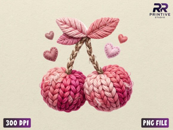 Download Faux Yarn Valentine Cherries PNG - Valentine cherries Collection