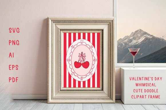 Download Valentine Cherries Hand-Drawn Frame PNG - Valentine cherries Collection