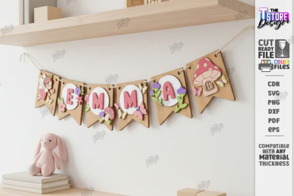 Download Baby Name Banner Laser Cut | Garland SVG - Laser cut Collection