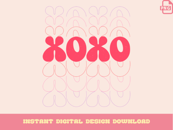 Download Love XOXO Design, Groovy Valentines PNG - Valentines Collection