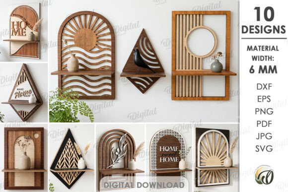 Download 3D Decorative Shelves Bundle Laser Cut - Laser cut Collection