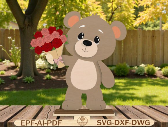 Download Valentine Cute Love Bear Laser Cut File - Laser cut Collection